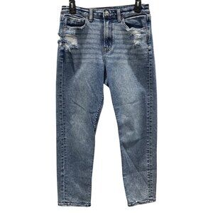 American Eagle Mom Jeans sz 4 Short High Rise Denim Baggy Distressed Ripped 90s